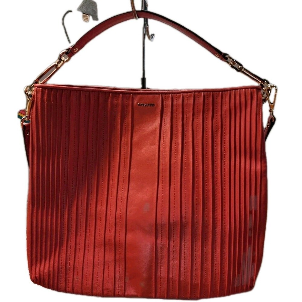 COACH MADISON PINTUCK HOBO CORAL GOLD CONVERTIBLE 27881
